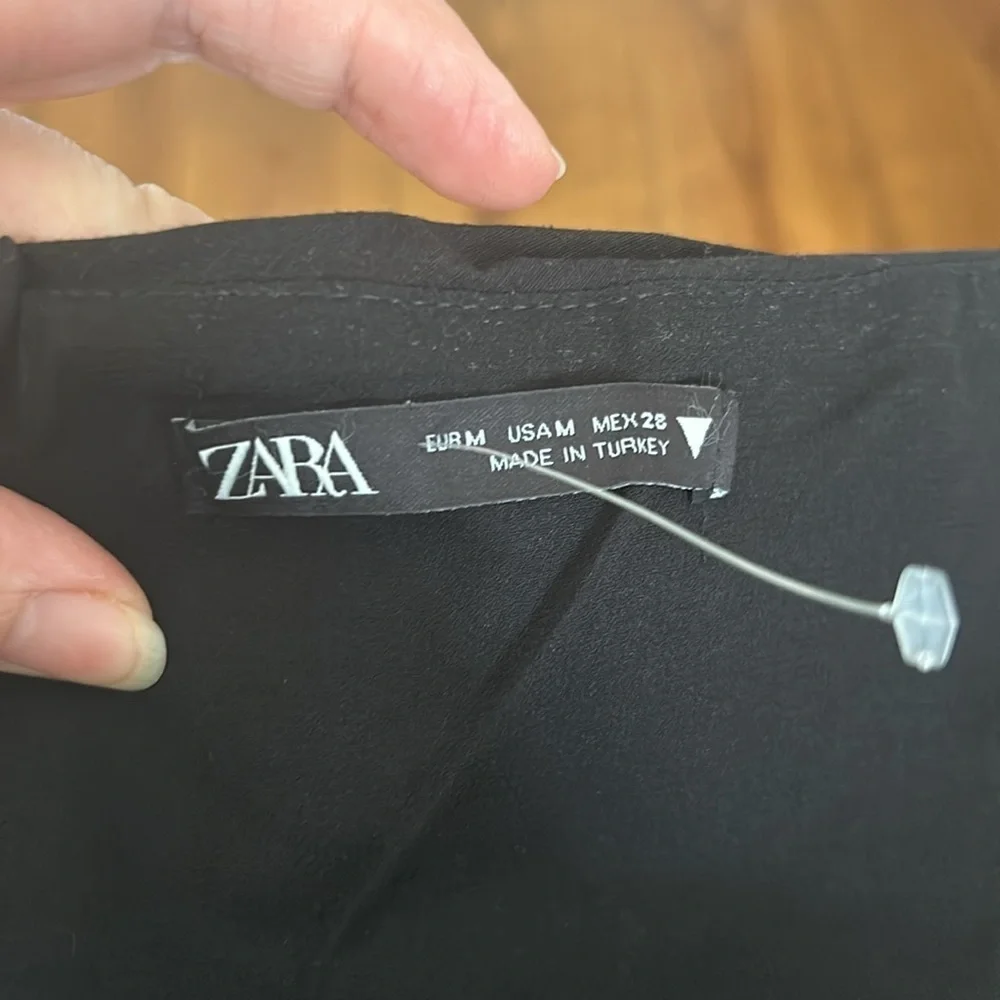 NWOT ZARA one shoulder linen blend crop top black - Picture 7 of 9